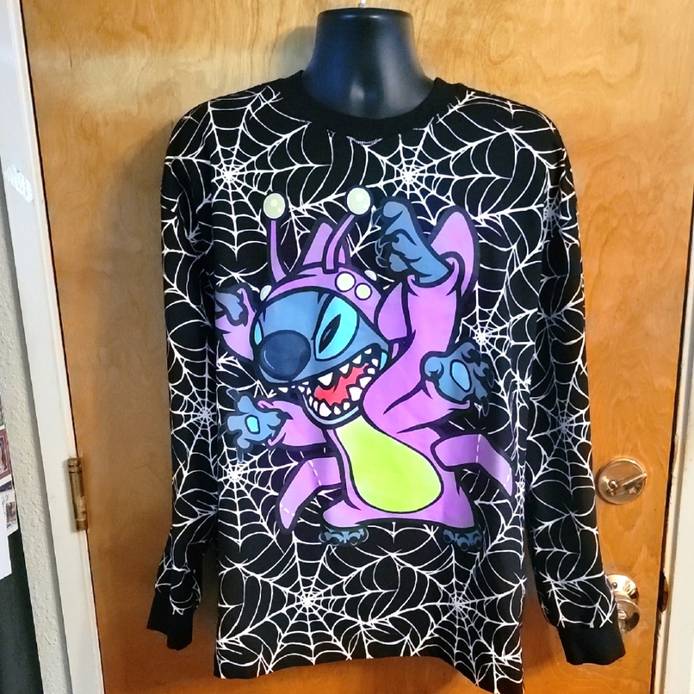 2024 Disney Stitch Glow-in-the-Dark Halloween LS Shirt T-Shirt Adult Sz Large